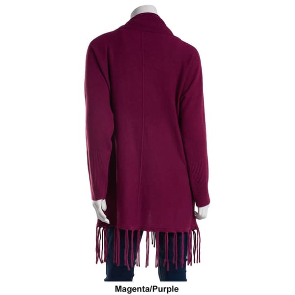 Plus Size Birch Long Sleeve Cowl Neck Fringe Trim Sweater