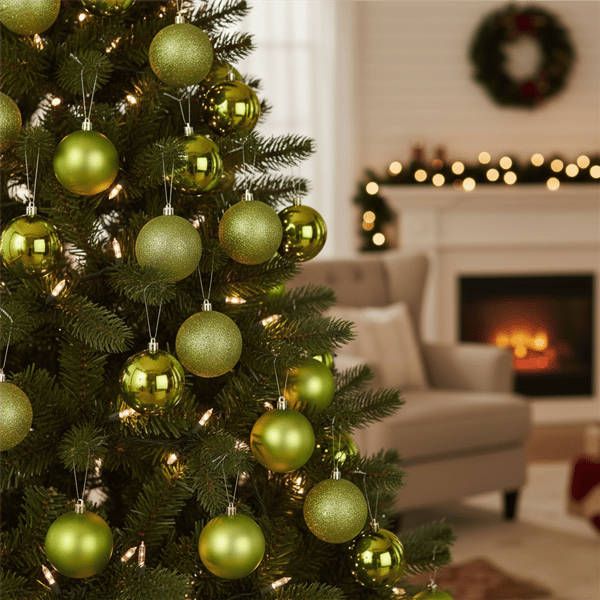 Northlight 32ct. Kiwi Green 4-Finish Christmas Ball Ornaments