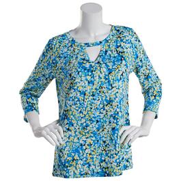 Womens Emaline Key Items Printed 3/4 Sleeve Top w/Cut-Out Detail