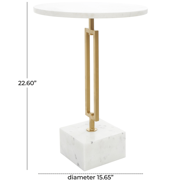9th & Pike® Glam White Marble Accent Table