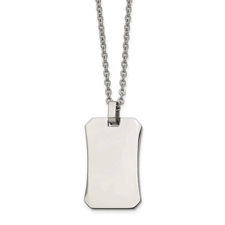 Mens Gentlemen's Classics(tm) Steel Curved Dog Tag Necklace