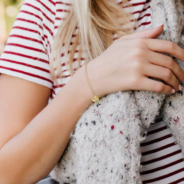 Silver and 18kt. Yellow Gold Plated Mom Charm Bracelet