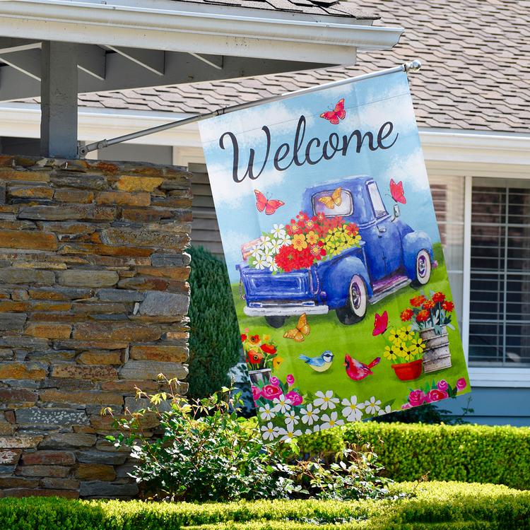 Northlight Seasonal Welcome Truck with Flowers Outdoor Flag