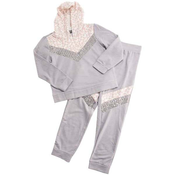 Girls &#40;7-12&#41; Girls First 2pc. Meow Sequin Hoodie & Joggers Set - image 