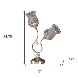 HomeRoots 19in. Gold Two-Light Bedside Table Lamp