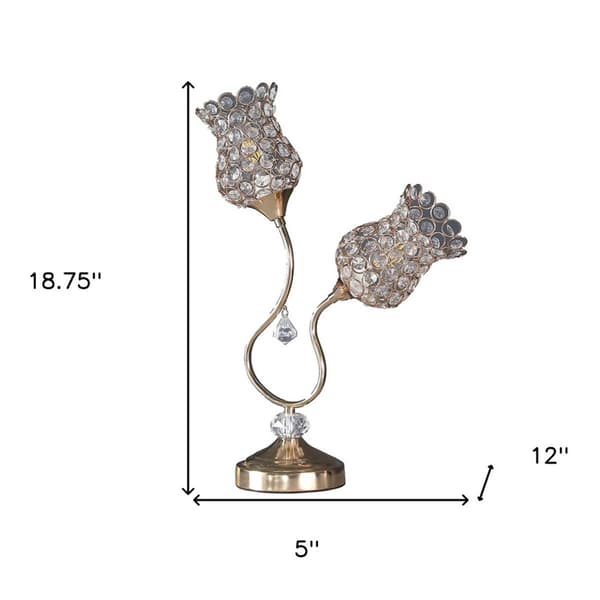 HomeRoots 19in. Gold Two-Light Bedside Table Lamp