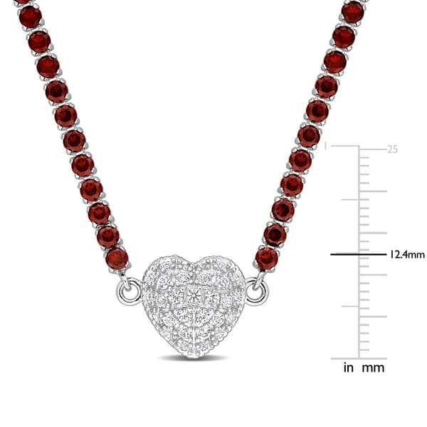 Sophia B Garnet & Created White Sapphire Collar Necklace