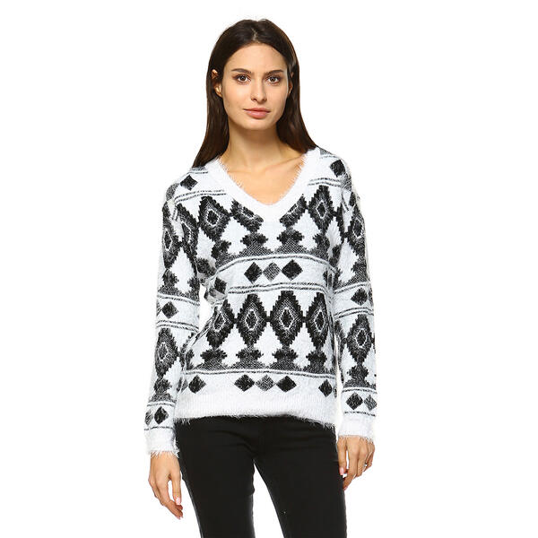 Womens White Mark Tribal Sweater - image 