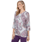 Petite Alfred Dunner Vail 3/4 Sleeve V-Neck Paisley Blouse - image 3