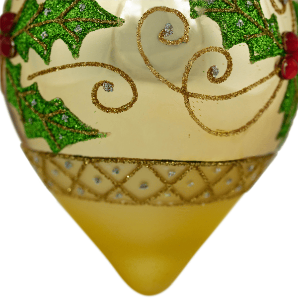 Northlight 2pc. Golden Glitter Holly Finial Christmas Ornaments