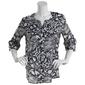 Womens Preswick & Moore Elbow Sleeve Leafy Print Button Front Top - image 1