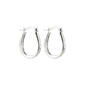 Silver Plate Cubic Zirconia Oval Hoop Earrings - image 2