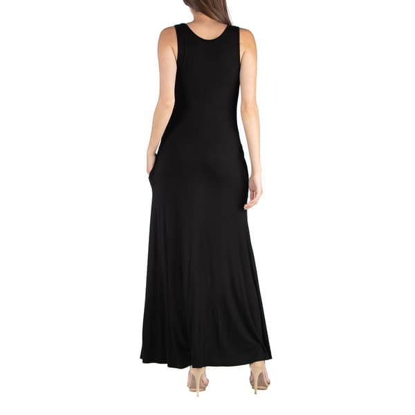 Womens 24/7 Comfort Apparel Scoop Neck Maxi Dress With Pockets