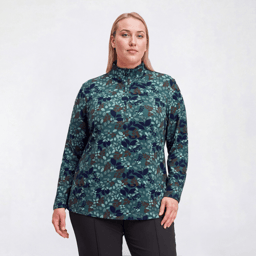 Plus Size Hasting & Smith 1/2 Zip Leaf Mock Neck Tee