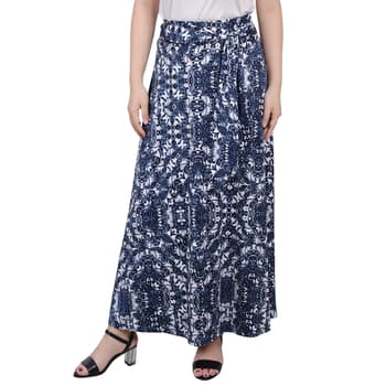 Womens NY Collection Pull On Printed Skirt - Navy Skyte - Boscov's