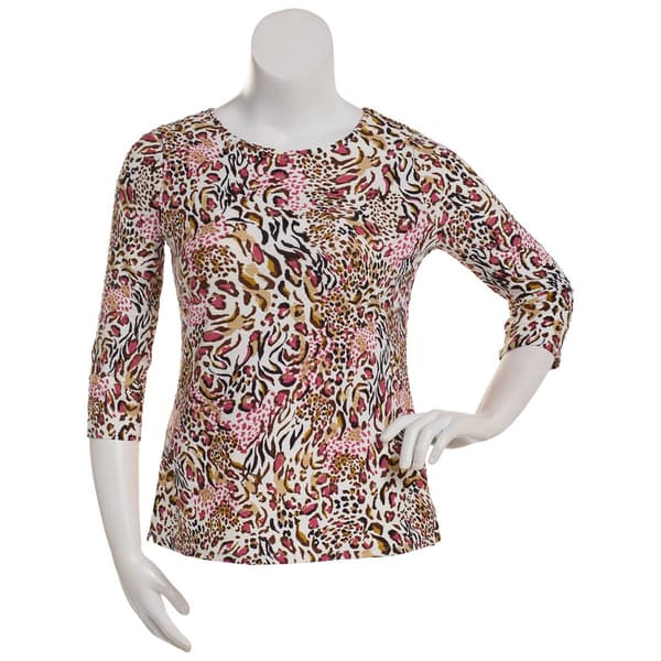 Petite Emily Daniels 3/4 Sleeve Abstract Jacquard Tunic Tee