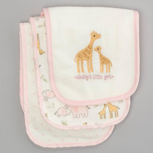 Baby Girl Le Top&#40;R&#41; 3pk. Dad''s Little Girl Giraffe Burp Cloths - image 