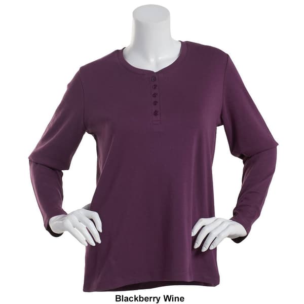 Womens Hasting &amp; Smith Long Sleeve Solid Henley Top