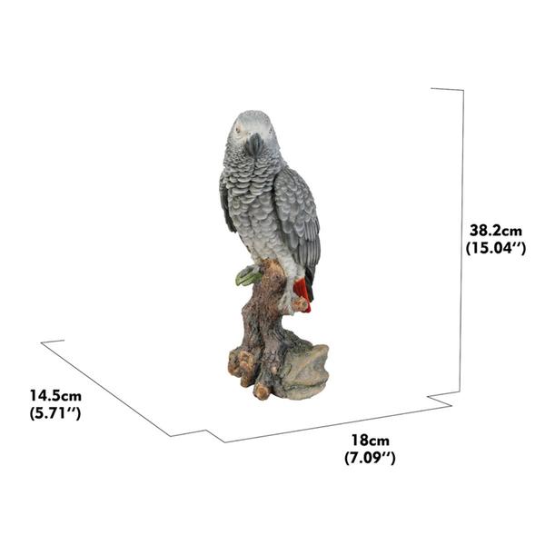 Hi-Line Gift Gabon Parrot On Stump Garden Statue