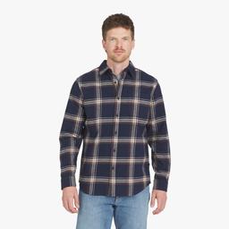 Mens Eddie Bauer Everyday Flex Flannel Shirt - Navy Blazer