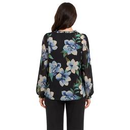 Womens Zac & Rachel Long Sleeve Ruffle Floral Blouse