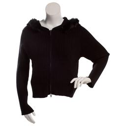 Juniors Plus Madden Girl Fur Trim Double Zip Ribbed Hoodie