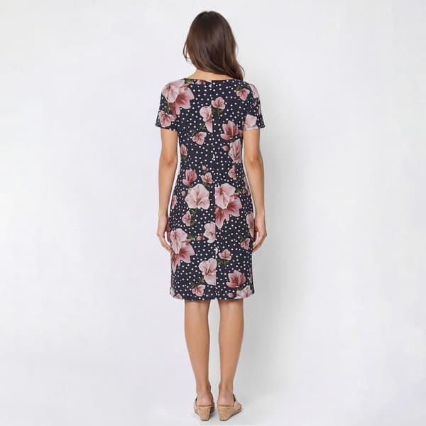 Womens Robbie Bee Short Sleeve Floral Dot Sarong Sheath Dress