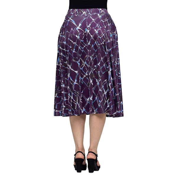 Womens 24/7 Comfort Apparel Purple Geo Pocket Midi Skirt
