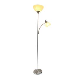 Simple Designs Brushed Nickel Floor Lamp with Reading Light