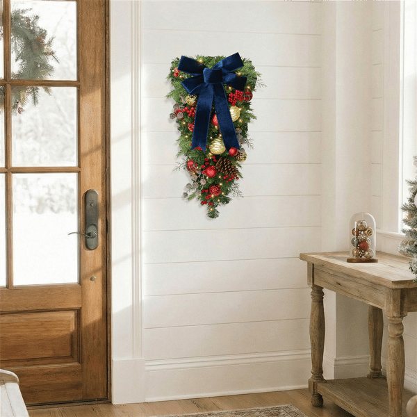 Puleo International 28in. LED Ornaments Adorned Teardrop Swag