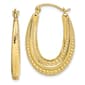 Gold Classics(tm) 10kt. Textured Oval Hollow Hoop Earrings - image 1