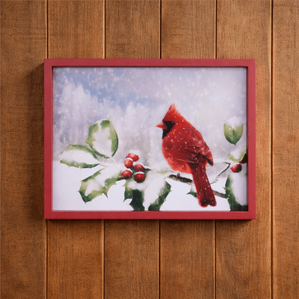 Melrose 15.5in. Cardinal & Holly Winter Framed Wall Art