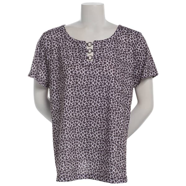 Womens Preswick & Moore® Short Sleeve Abstract Spots Rings Tee