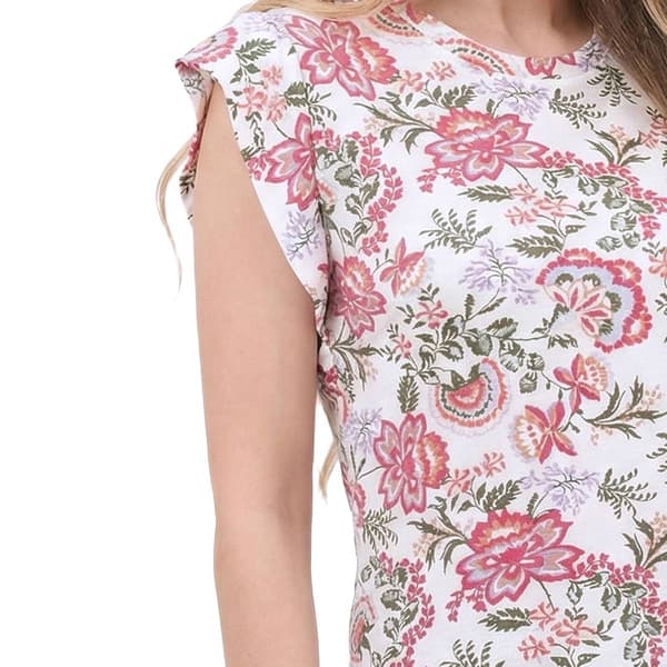 Womens NY Collection Cap Sleeve Floral Tee