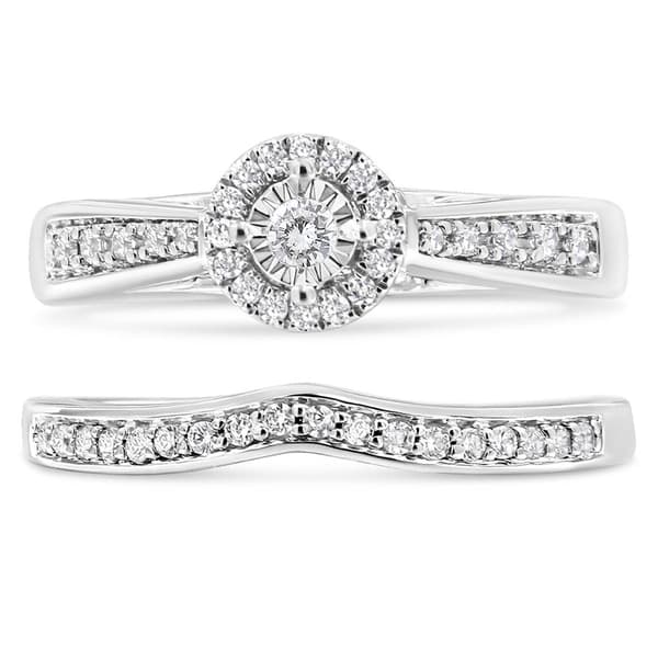 Haus of Brilliance Sterling Silver 1/3ctw. Diamond Bridal Set
