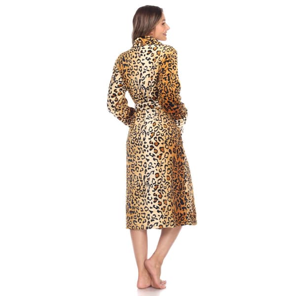 Womens White Mark Leopard Cozy Lounge Robe