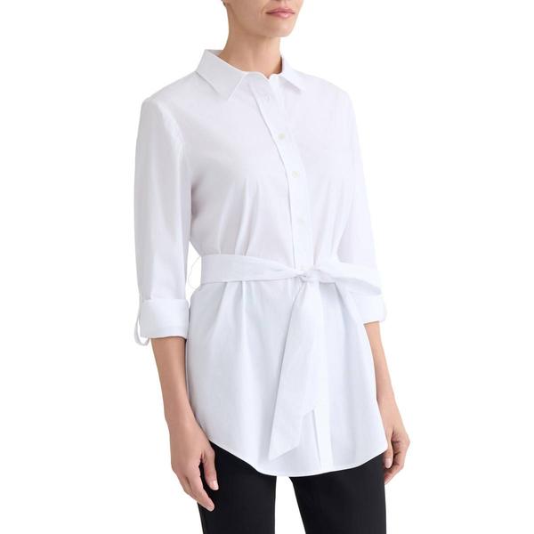 Petite Jones New York Long Sleeve Tie Waist Button Front Blouse
