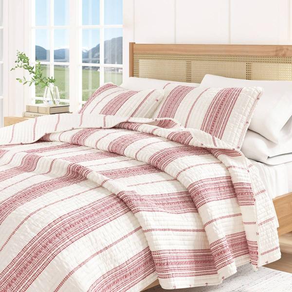 FreshFolds Wesley 3pc. Farmhouse Stripe Reversible Quilt Set