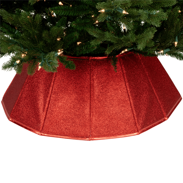 Northlight Shiny Red Fabric Hexagonal Christmas Tree Collar