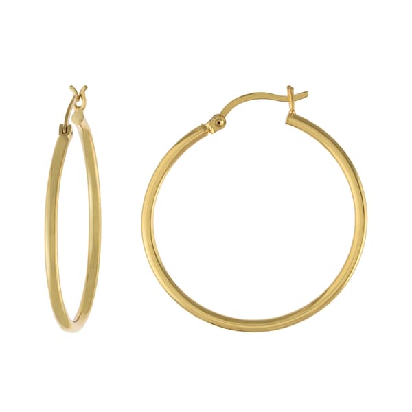 14kt. Gold over Silver-Plated 35mm Tube Hoop Earrings - image 
