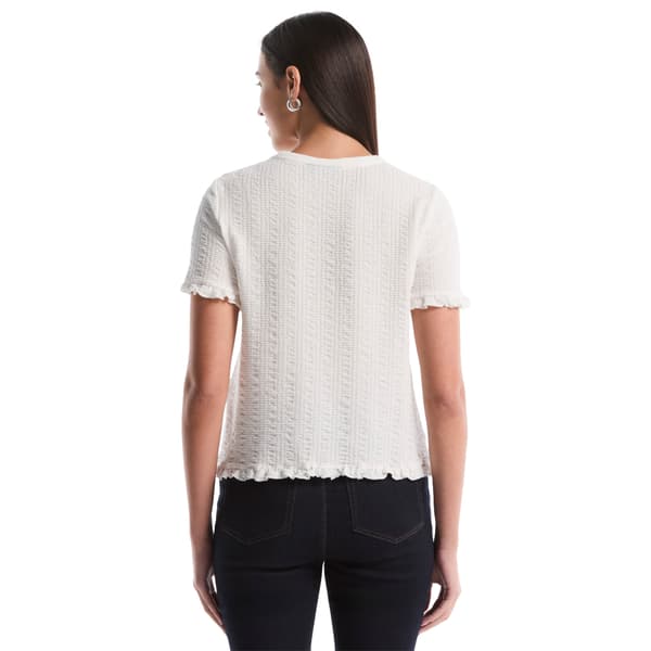 Petite Rafaella® Short Sleeve Puckered Ruffle Detail Blouse