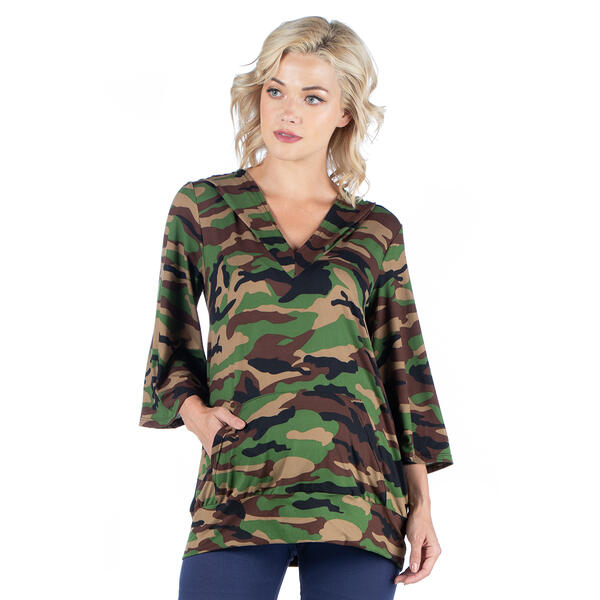 Plus Size 24/7 Comfort Apparel Oversized Camo Maternity Hoodie - image 