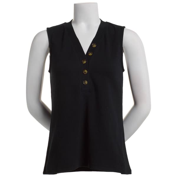 Plus Size Architect&#174; 2x2 Solid Ribbed Henley Tank Top