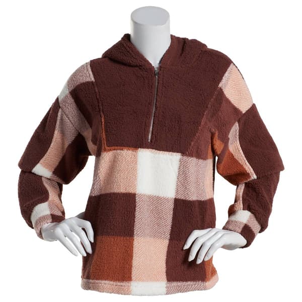 Womens Como Blu Color Block Sherpa Pullover Hoodie