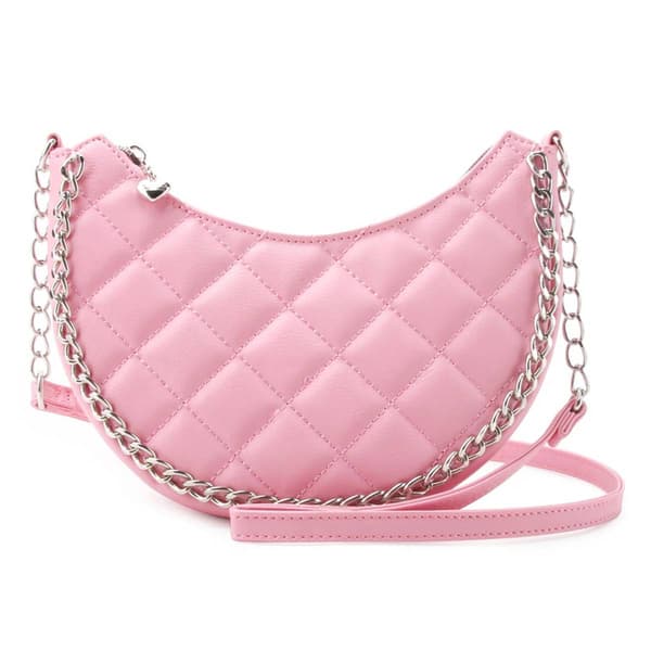 Girls OMG Chain Strap Quilted Crescent Crossbody Bag