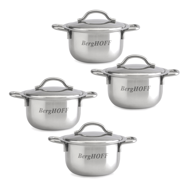 BergHOFF 18/10 Stainless Steel 2.5in. Mini Pots - Set of 4