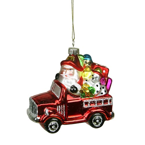 Northlight Seasonal 3.5in. Glass Santa in Fire Truck...