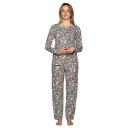 Womens HUE(R) Long Sleeve White Asparagus Timeless Pajama Set