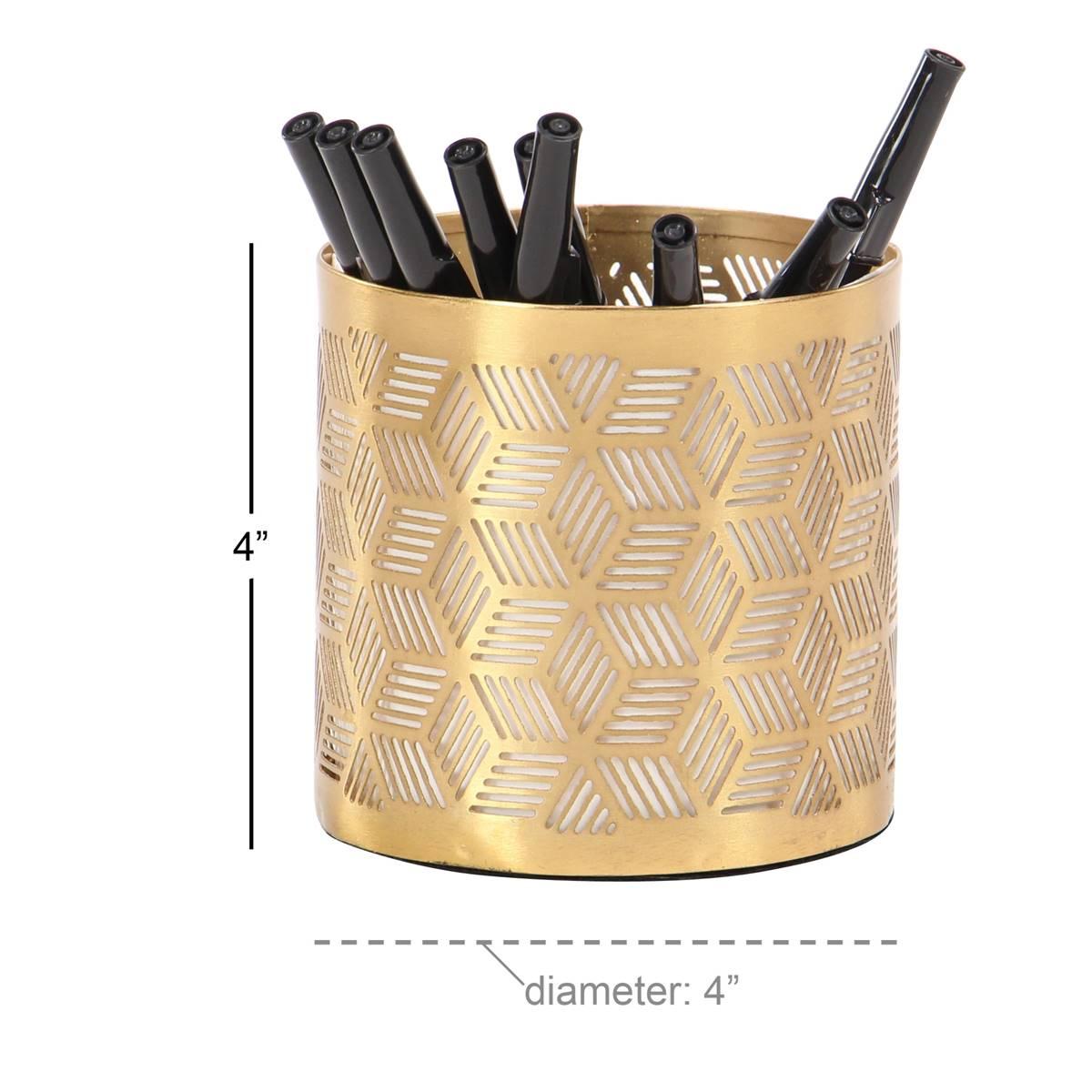 9th & Pike® Gold Iron Glam Geometric Pencil Holder