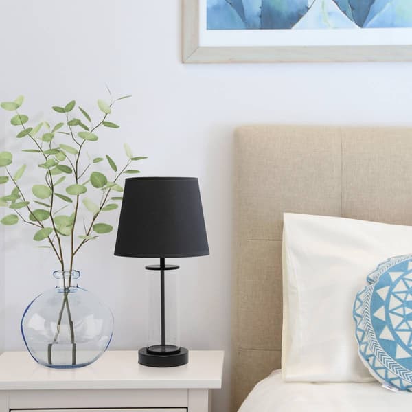 Simple Designs Encased Metal & Clear Glass Table Lamp